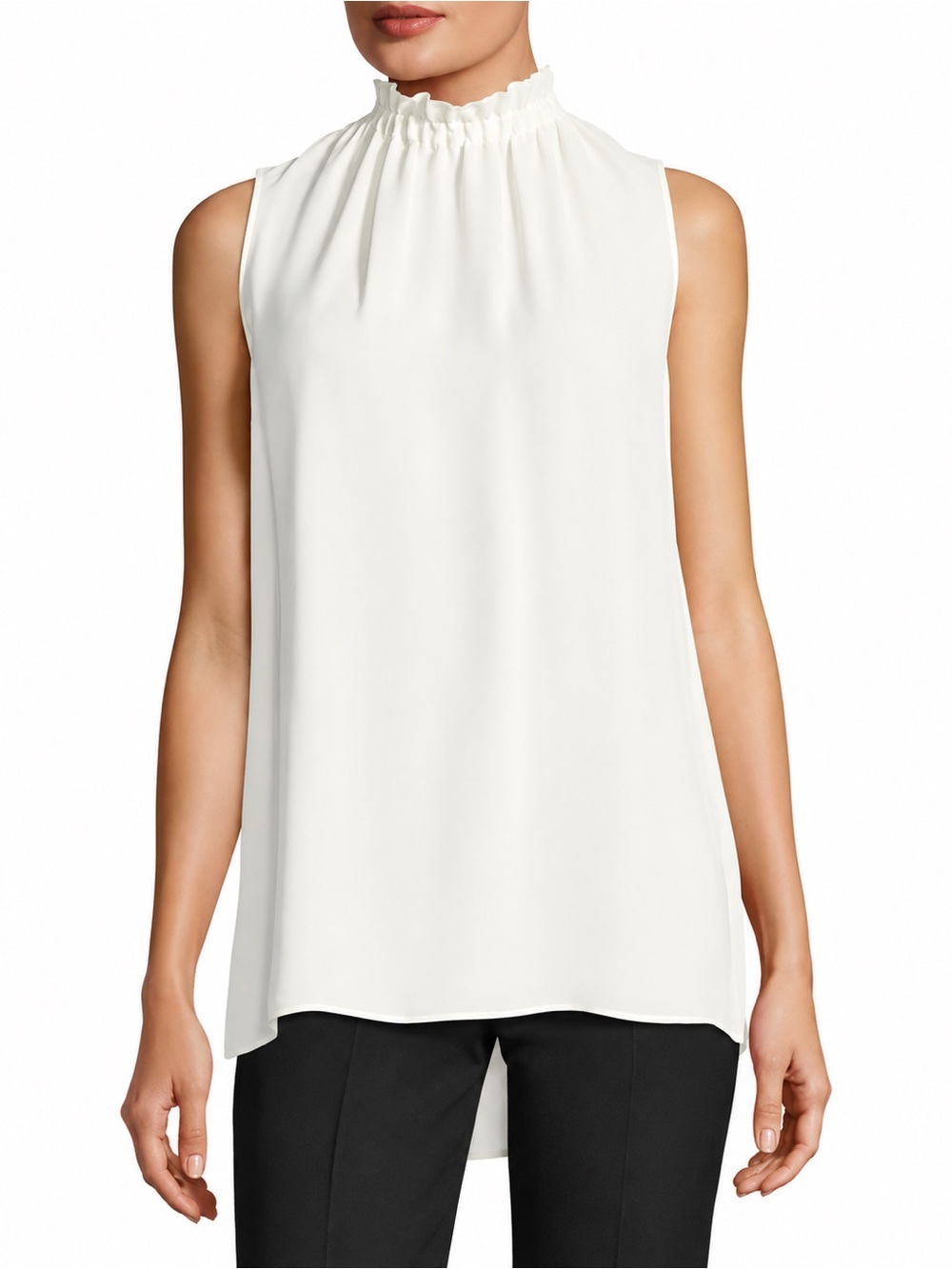 Lafayette 148 Percy Sleeveless Silk Blouse - Crème